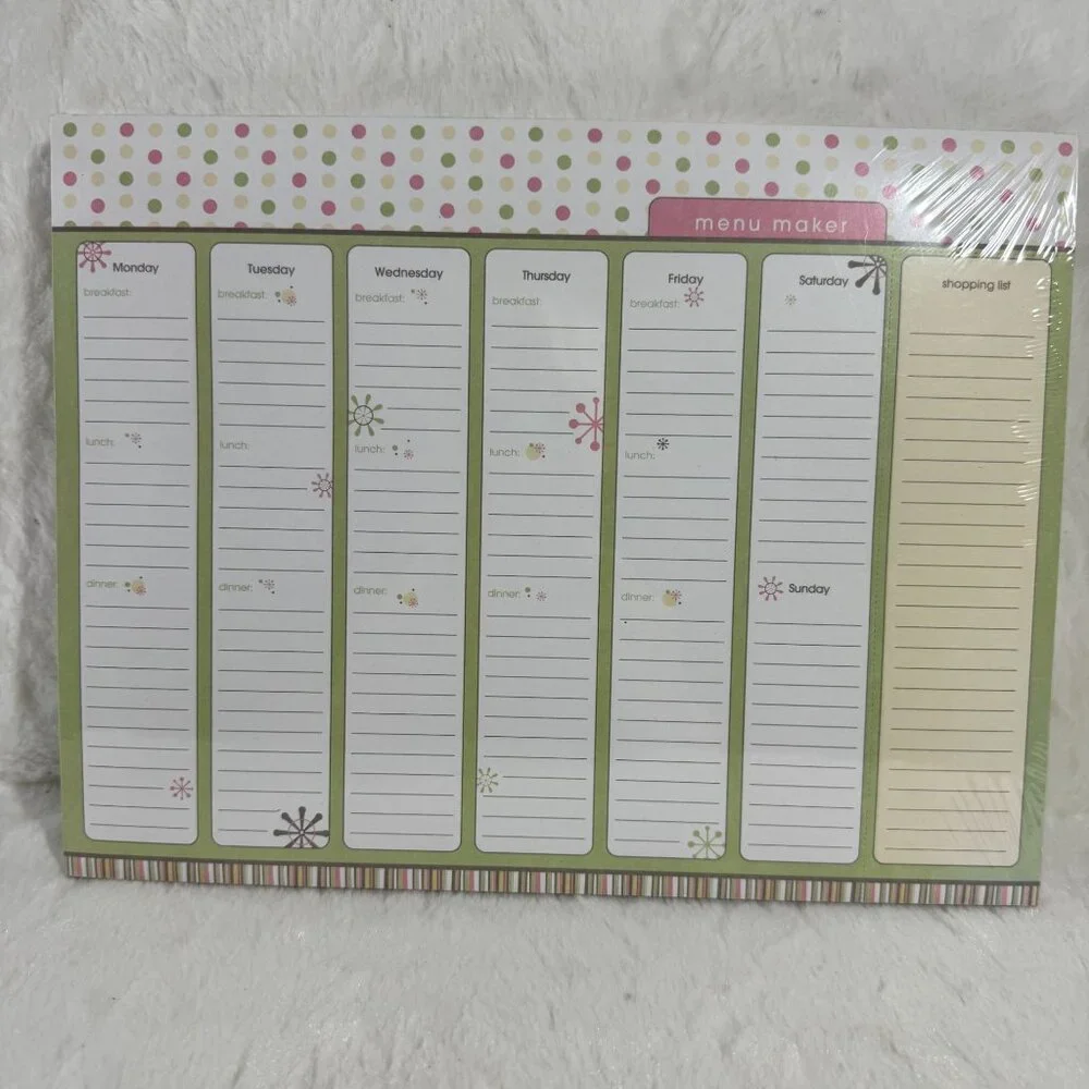 New Menu Maker & Family Schedule Planner Pad Set Undated